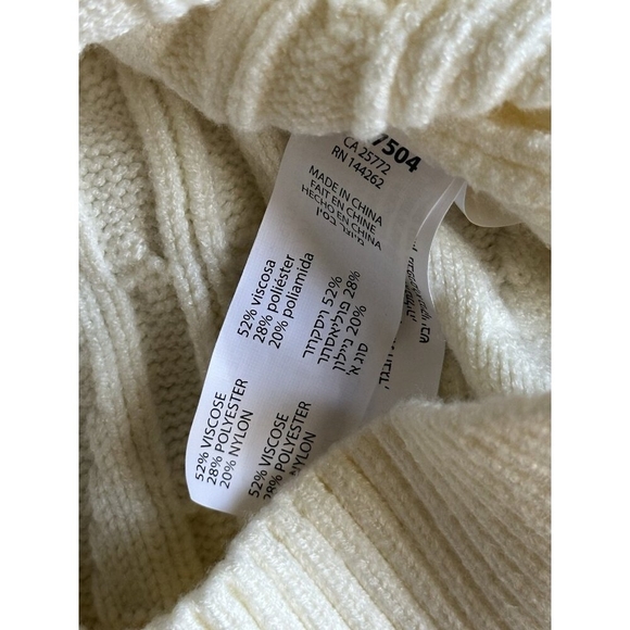 Black Tape Cable Knit Sweater Dress White V-Neck Long Sleeve Tunic Dress M NWOT - Picture 5 of 5